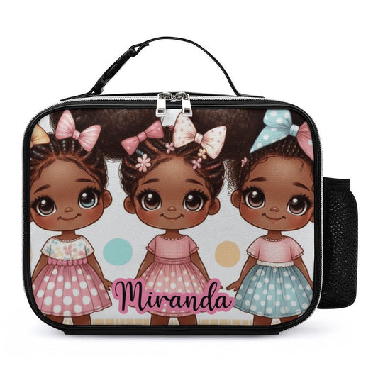 Cutesy girls Lunch Bag with Detachable Buckled Handle, Personalized