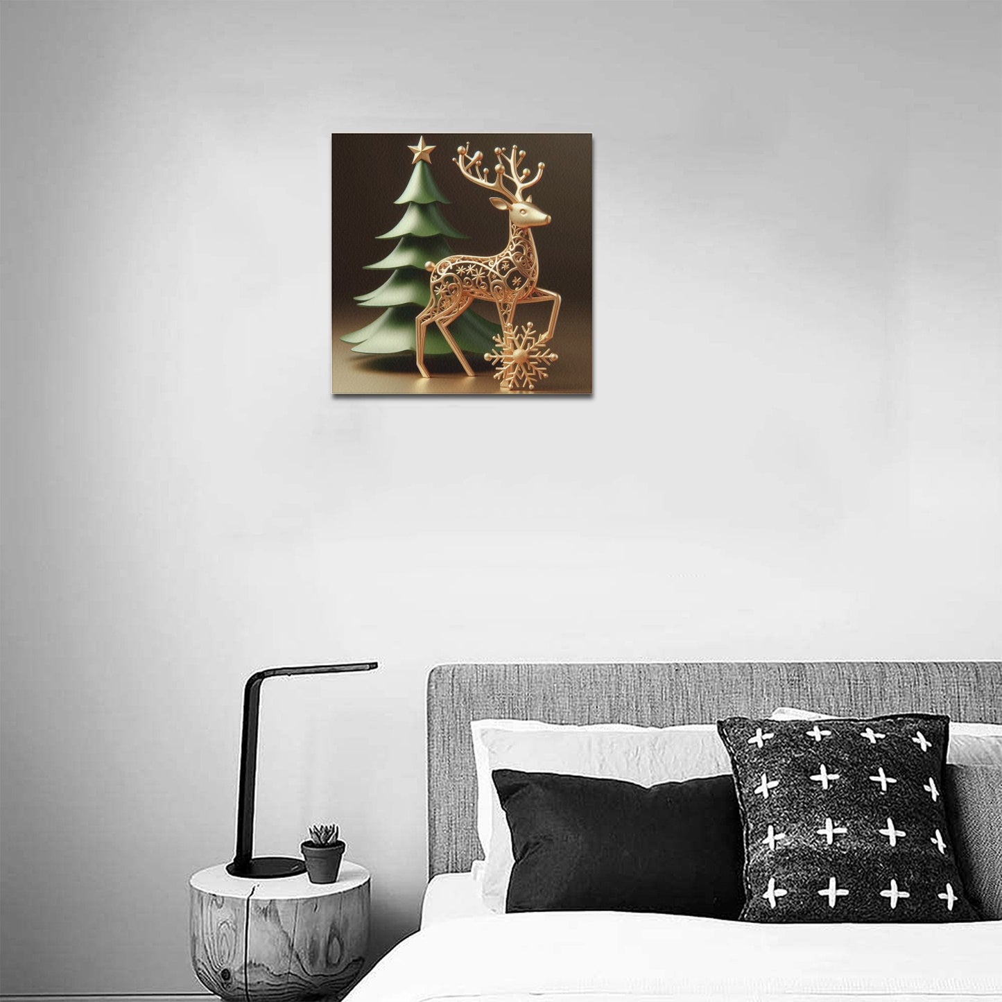 Reindeer Christmas Frame Canvas Print 16"x16", Personalized