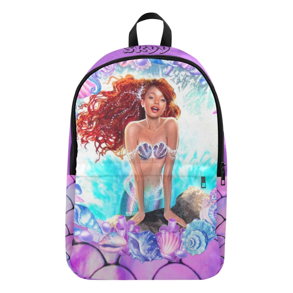 Personalized Mermaid Backpack set, Black Mermaid school bag, Lunch bag, Water bottle, pencil pouch, Black Ariel Backpack, back to school