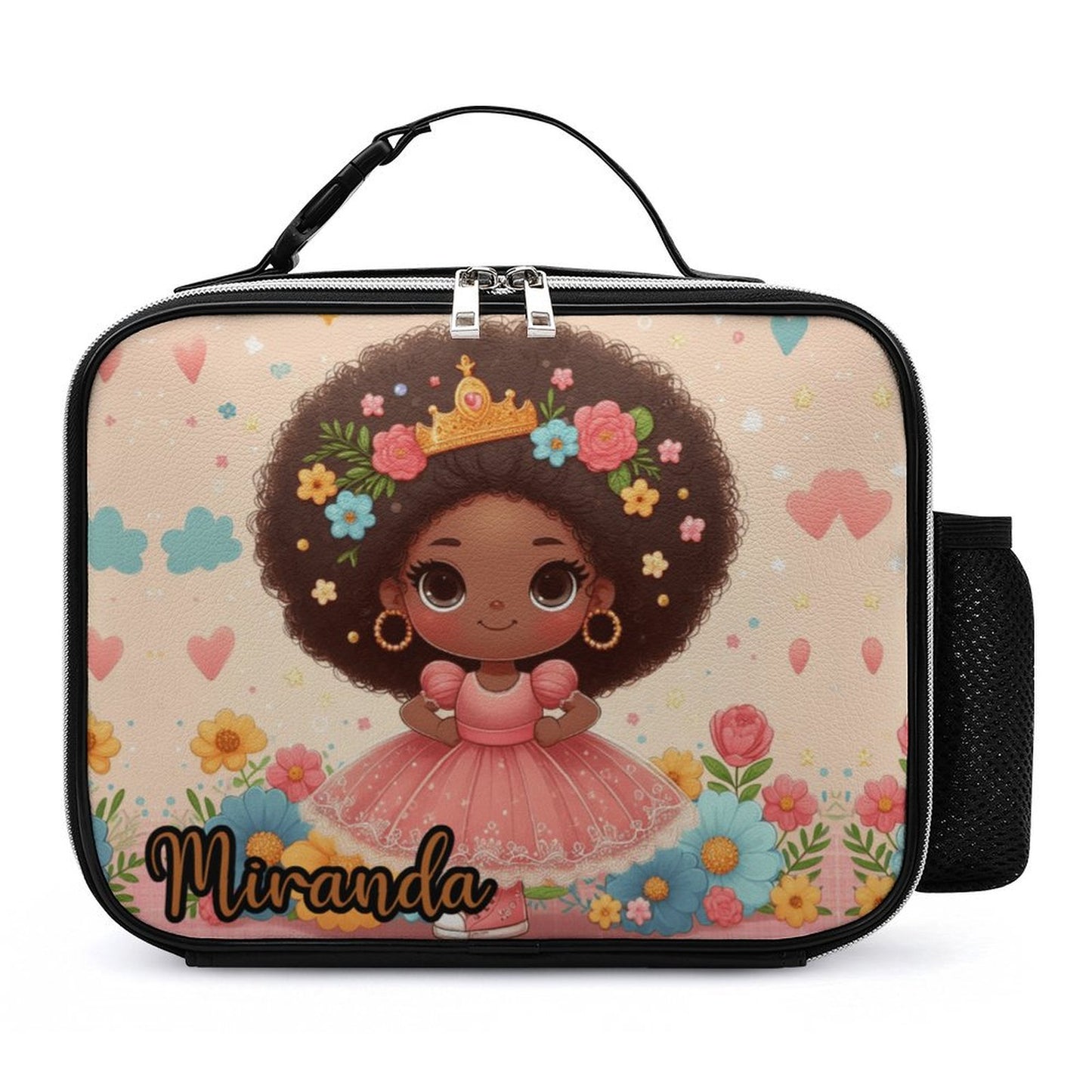 Afro Girl Lunch Bag with Detachable Buckled Handle