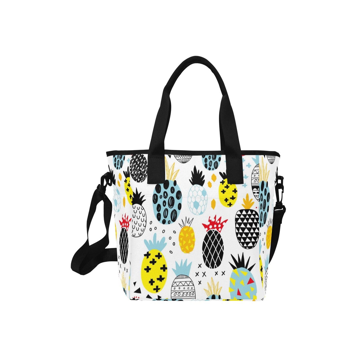 Hand-drawn Pineapples Insulated Tote Bag with Shoulder Strap