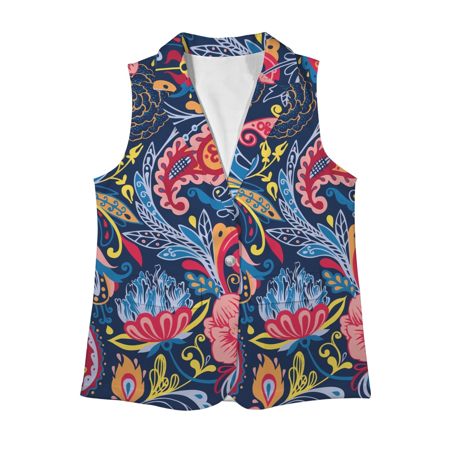 Paisley pattern Women's Sleeveless Multi - Color Blazer