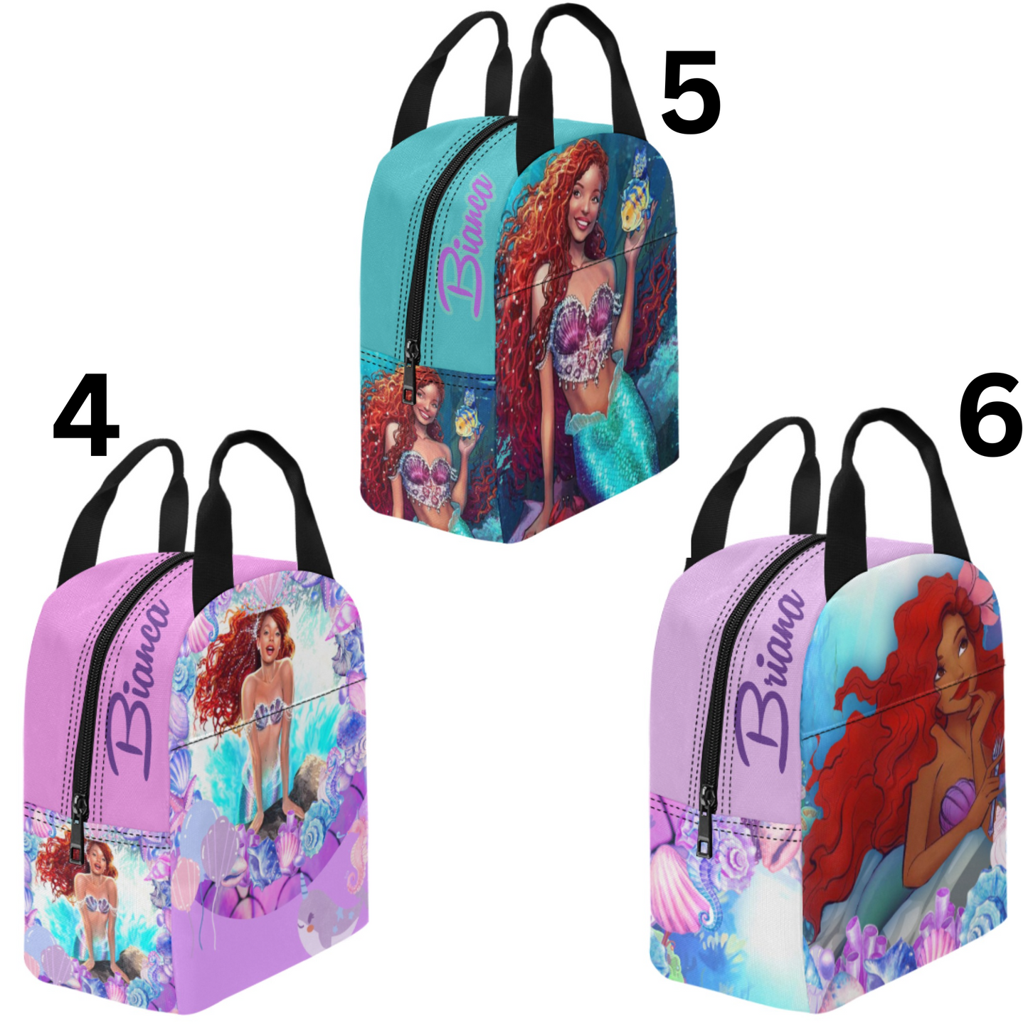 Personalized Mermaid Lunch Bags, Black Mermaid Lunch bag, Black girl mermaid