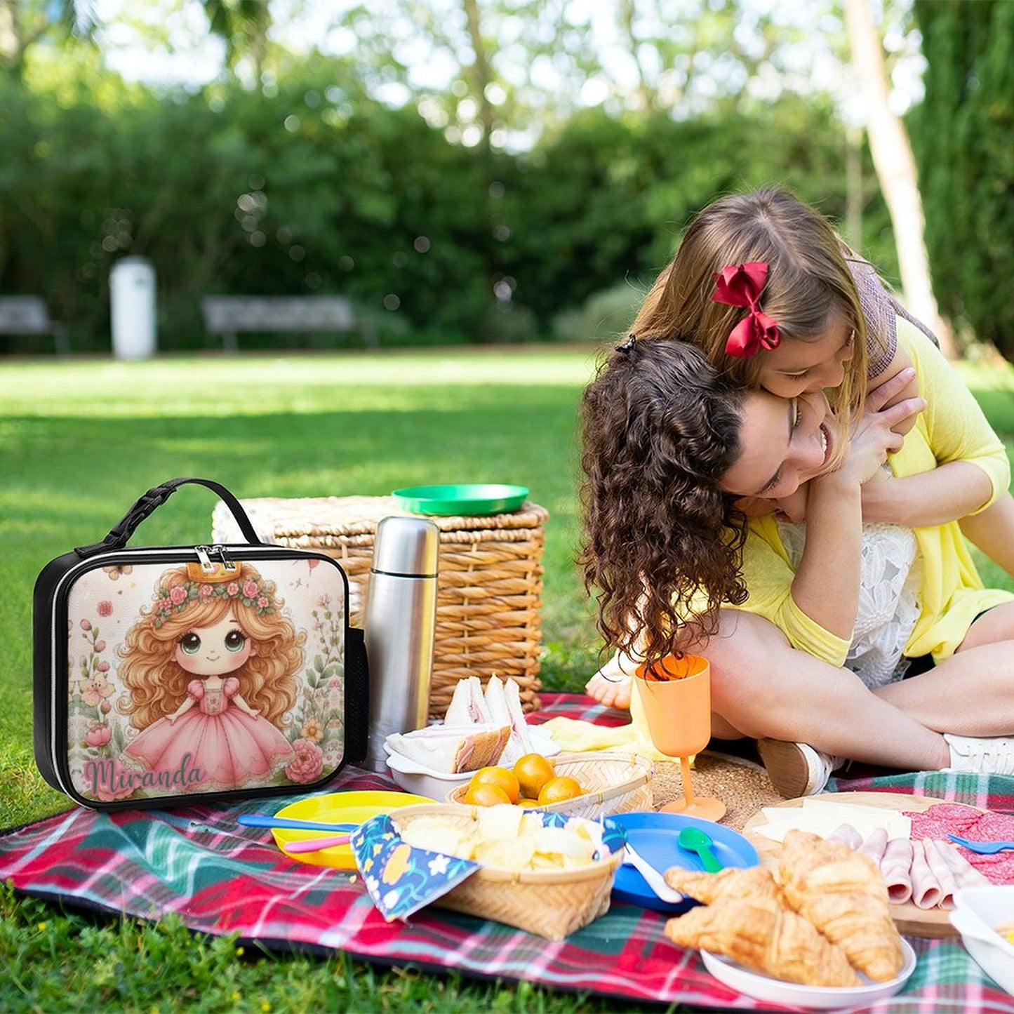 Princess Floral Lunch Bag with Detachable Buckled Handle, Personalized