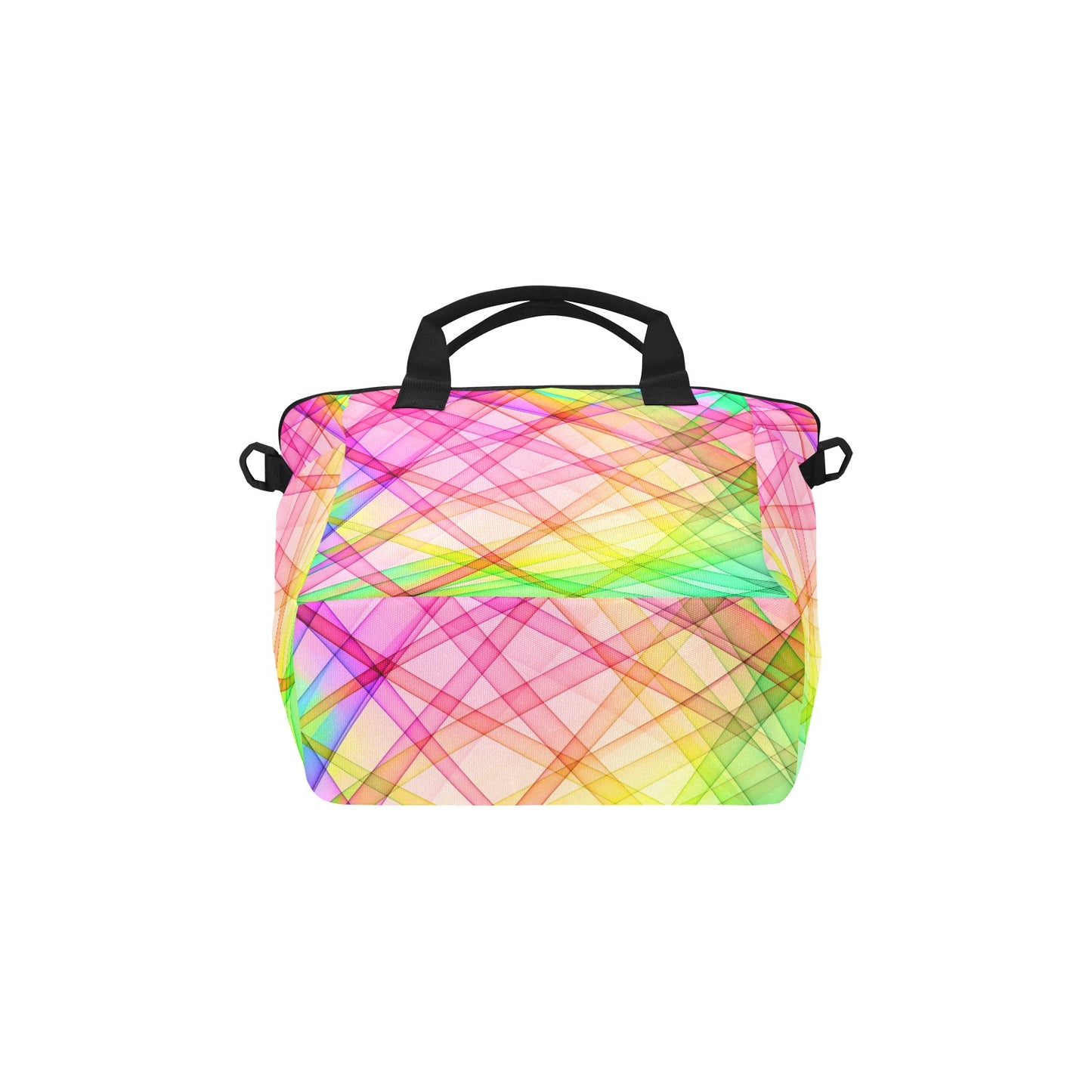 Colorful Geometric Insulated Tote Bag with Shoulder Strap