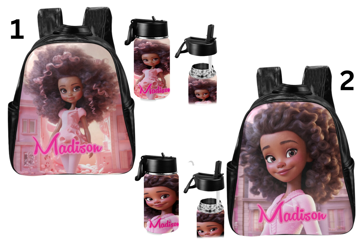 Black Girl Backpack, Kids Leather Backpack/Black Doll Bags