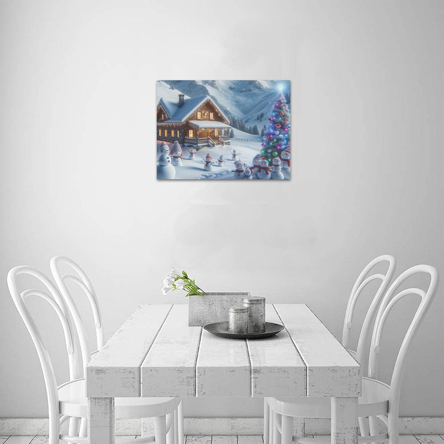 Snow Christmas Frame Canvas Print 16"x12", Personalized