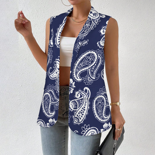 Traditional Indian Paisley pattern Women's Sleeveless Blazer