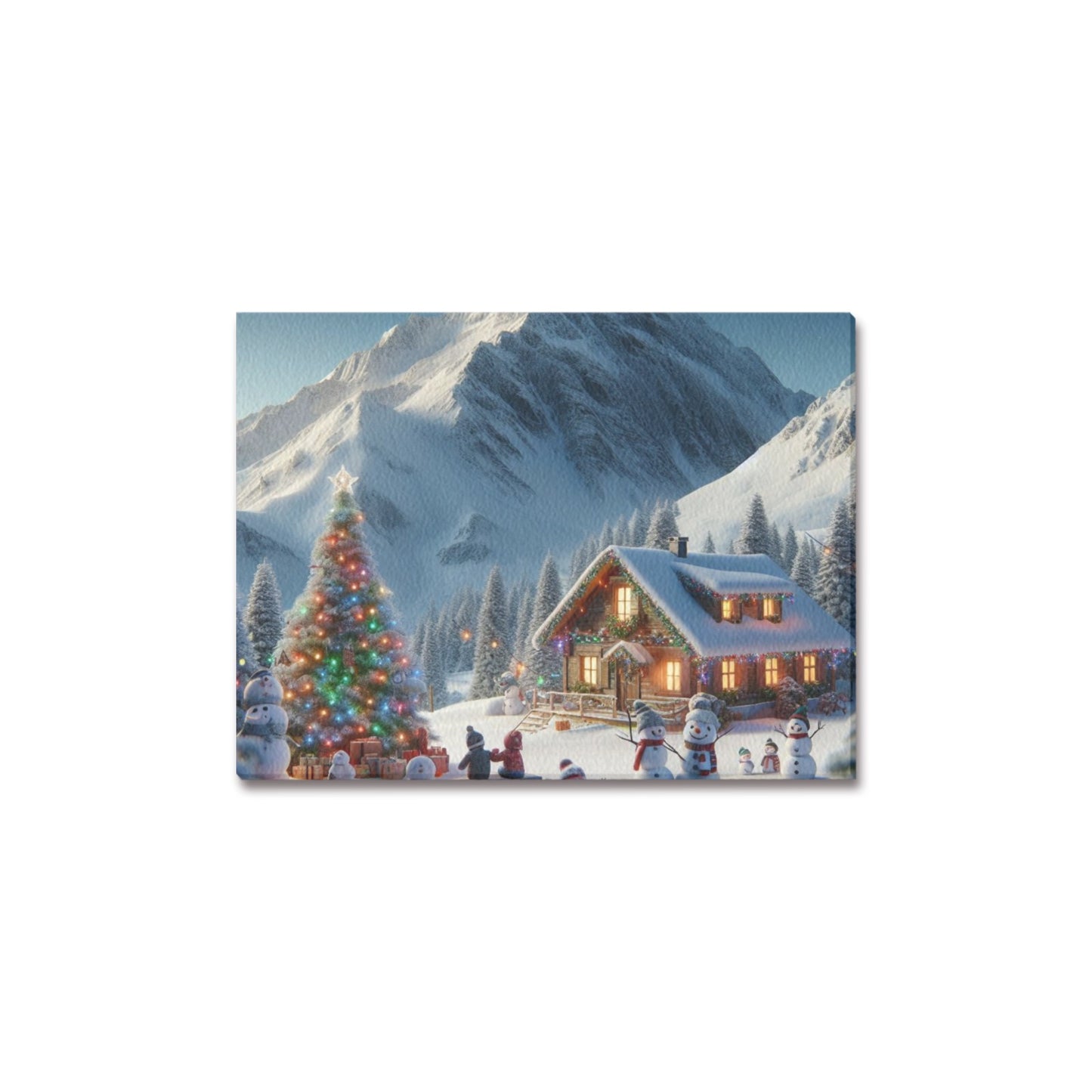 Snowman Christmas Frame Canvas Print 16"x12", Personalized