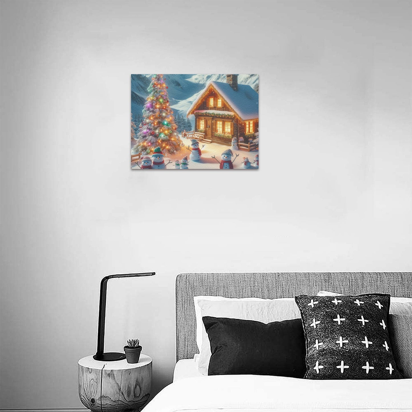 Snowman Christmas Frame Canvas Print 16"x12", Personalized