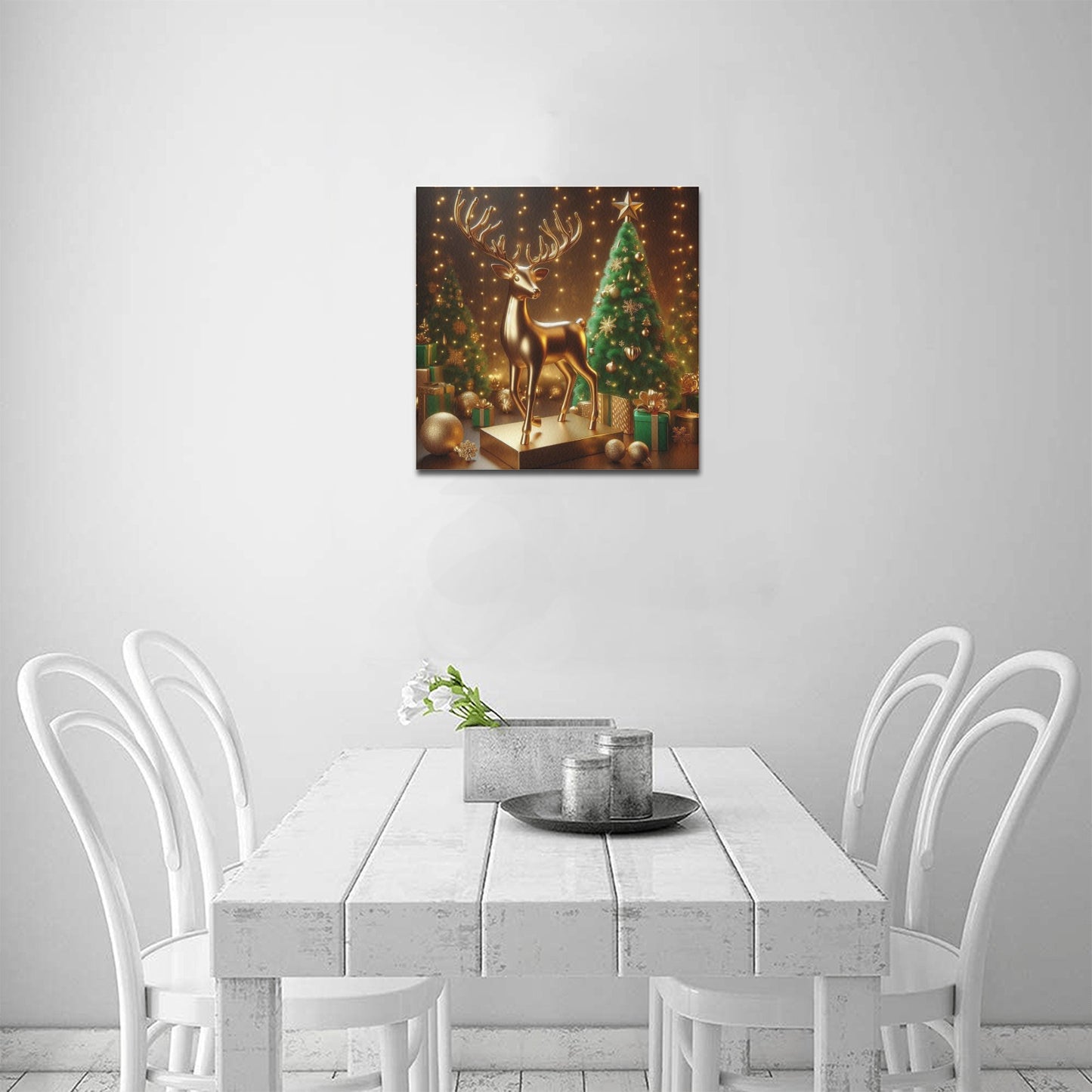 Reindeer Christmas Frame Canvas Print 16"x16", Personalized