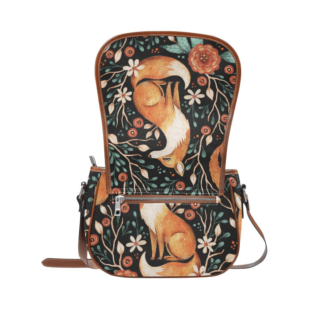 Enchanted Forest Woodland Fox Saddle Bag, Women Cross body Bag, Nature theme bag, Woodland Animals