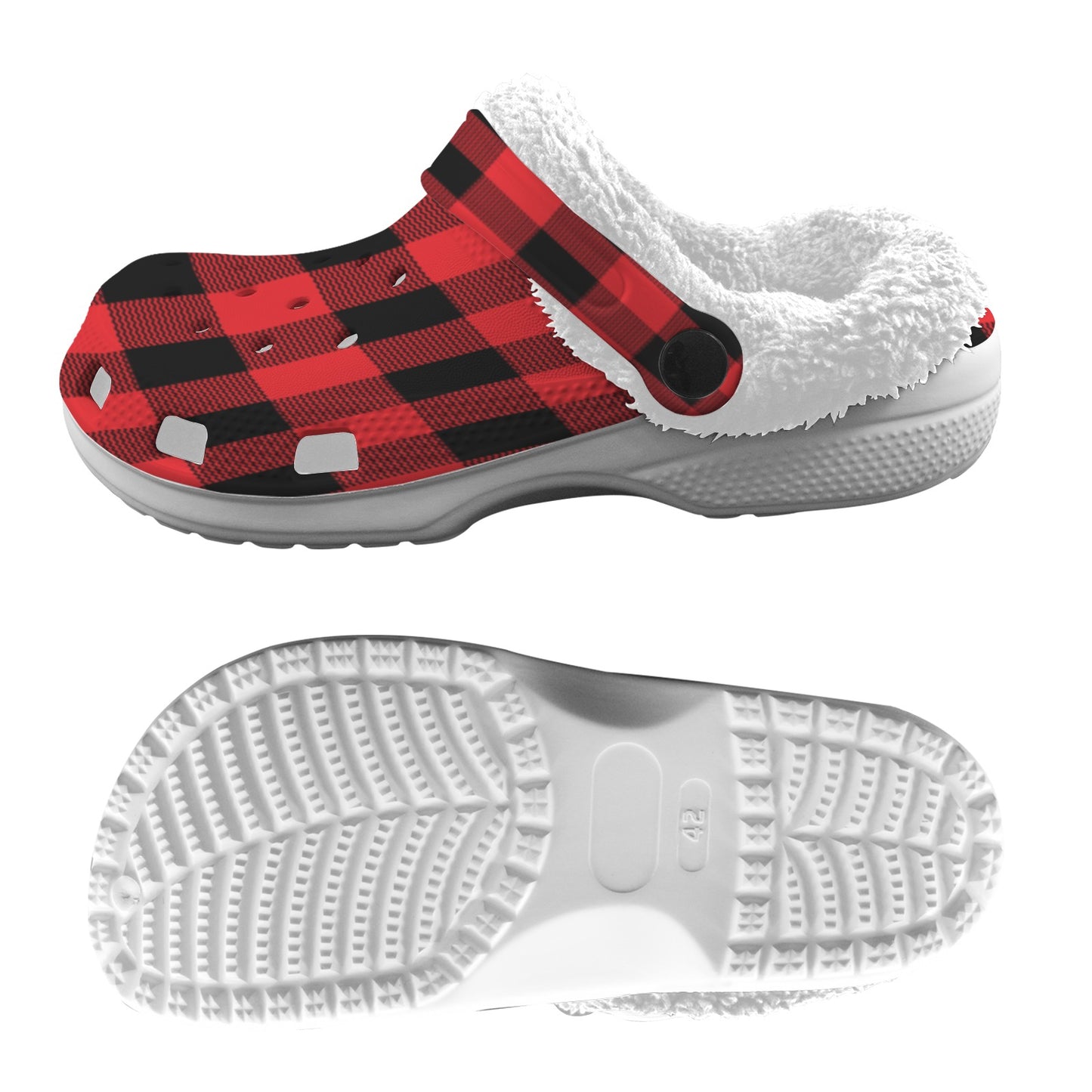 Christmas Red Fleece Lined Foam Clogs for Adults