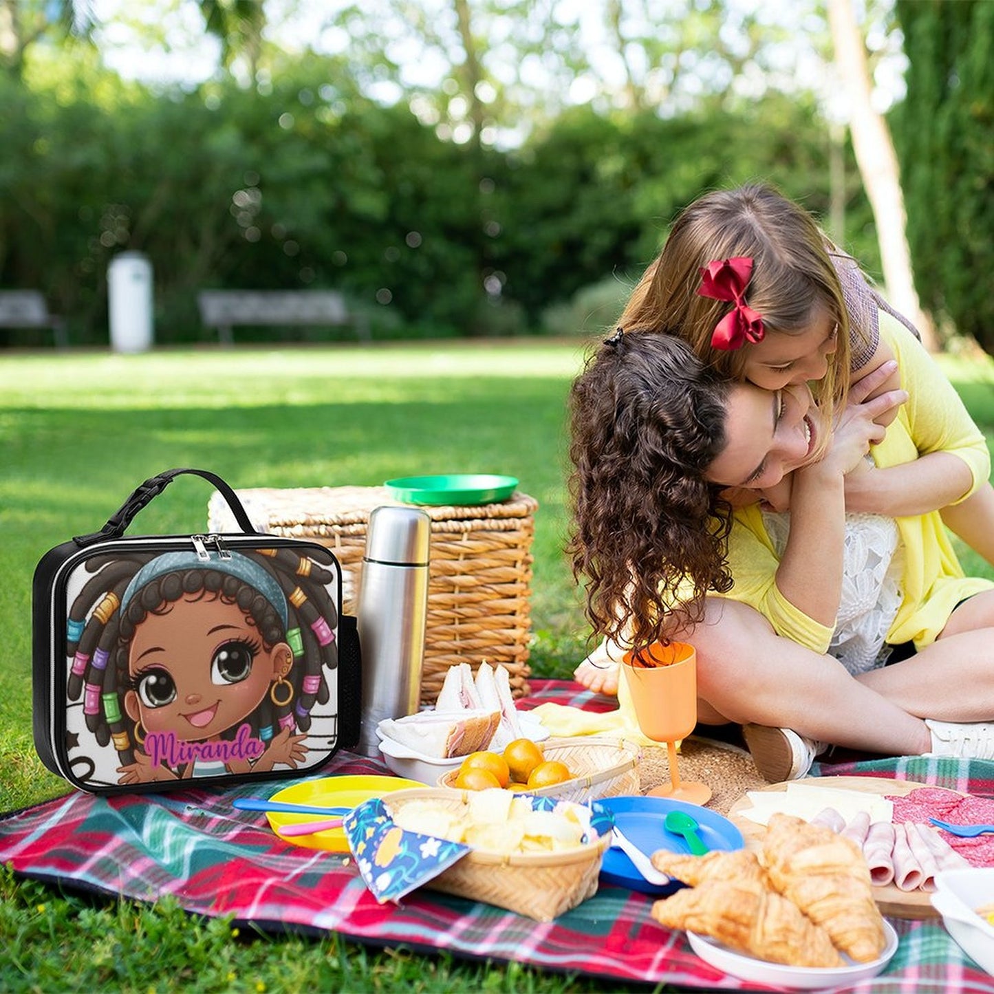 Girl with Locs Lunch Bag with Detachable Buckled Handle, Personalized