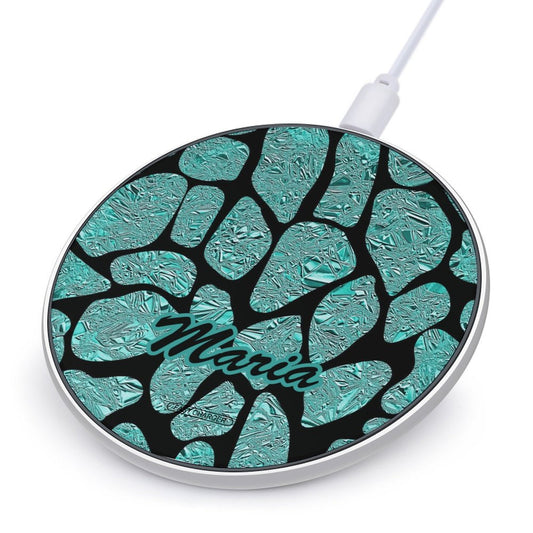 Wireless Charging Pad Safari Turquoise 7, Personalized