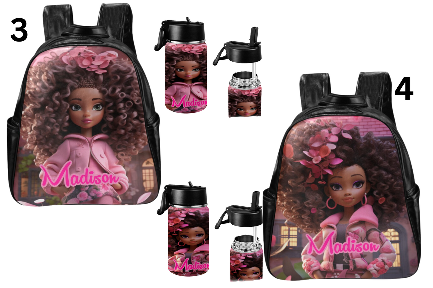 Black Girl Backpack, Kids Leather Backpack/Black Doll Bags