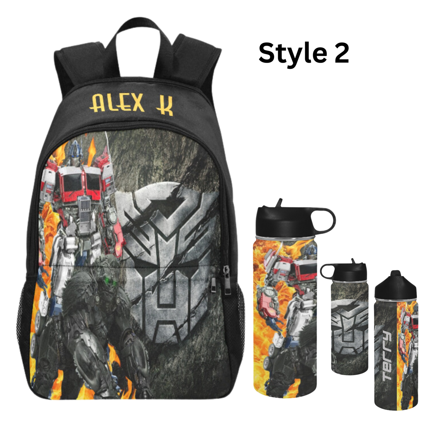 Personalized Transformers Backpack with Side Mesh Pockets, Transformers school bag, Rise of The Beast, Boys Backpack set/ back to school