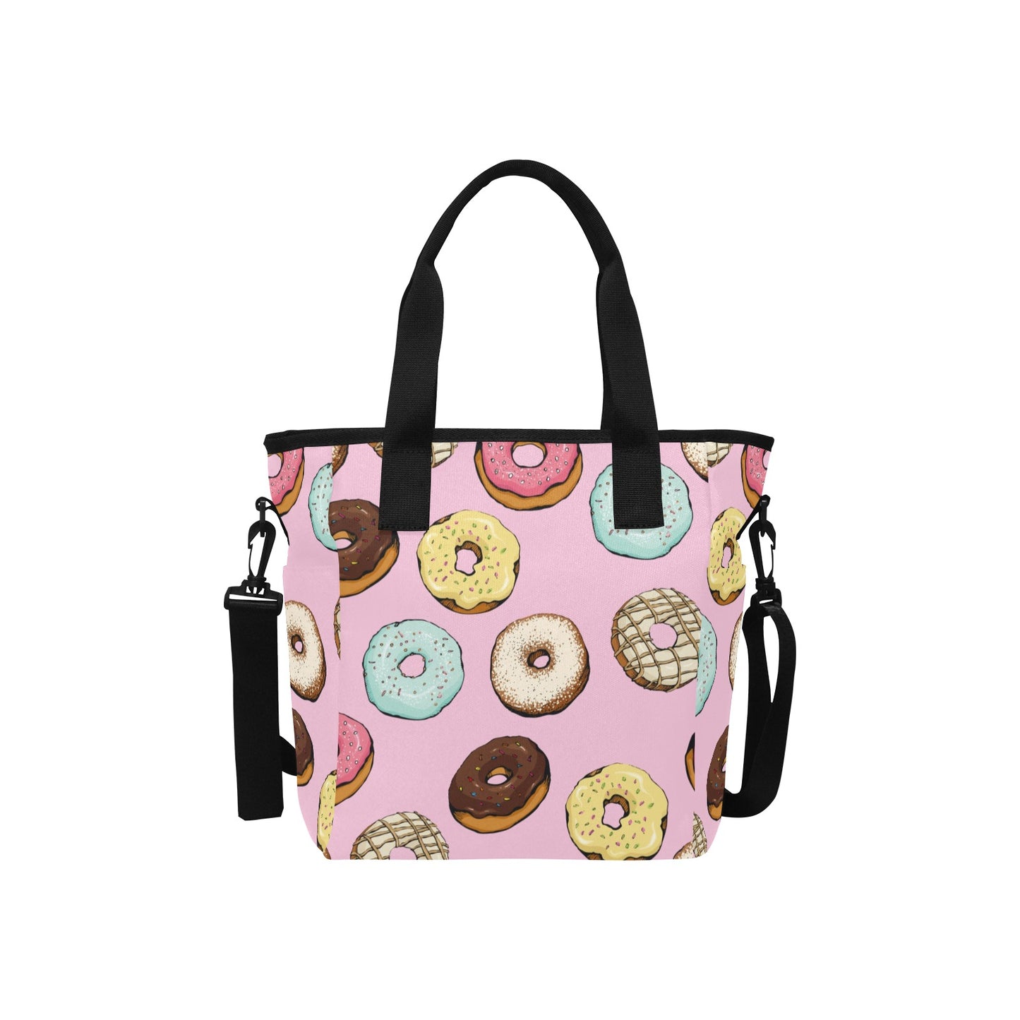 Donut Pattern Insulated Tote Bag with Shoulder Strap