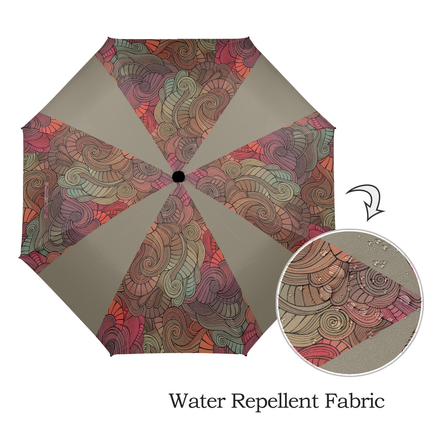 Floral Oriental Pebble Semi-Automatic Foldable Umbrella