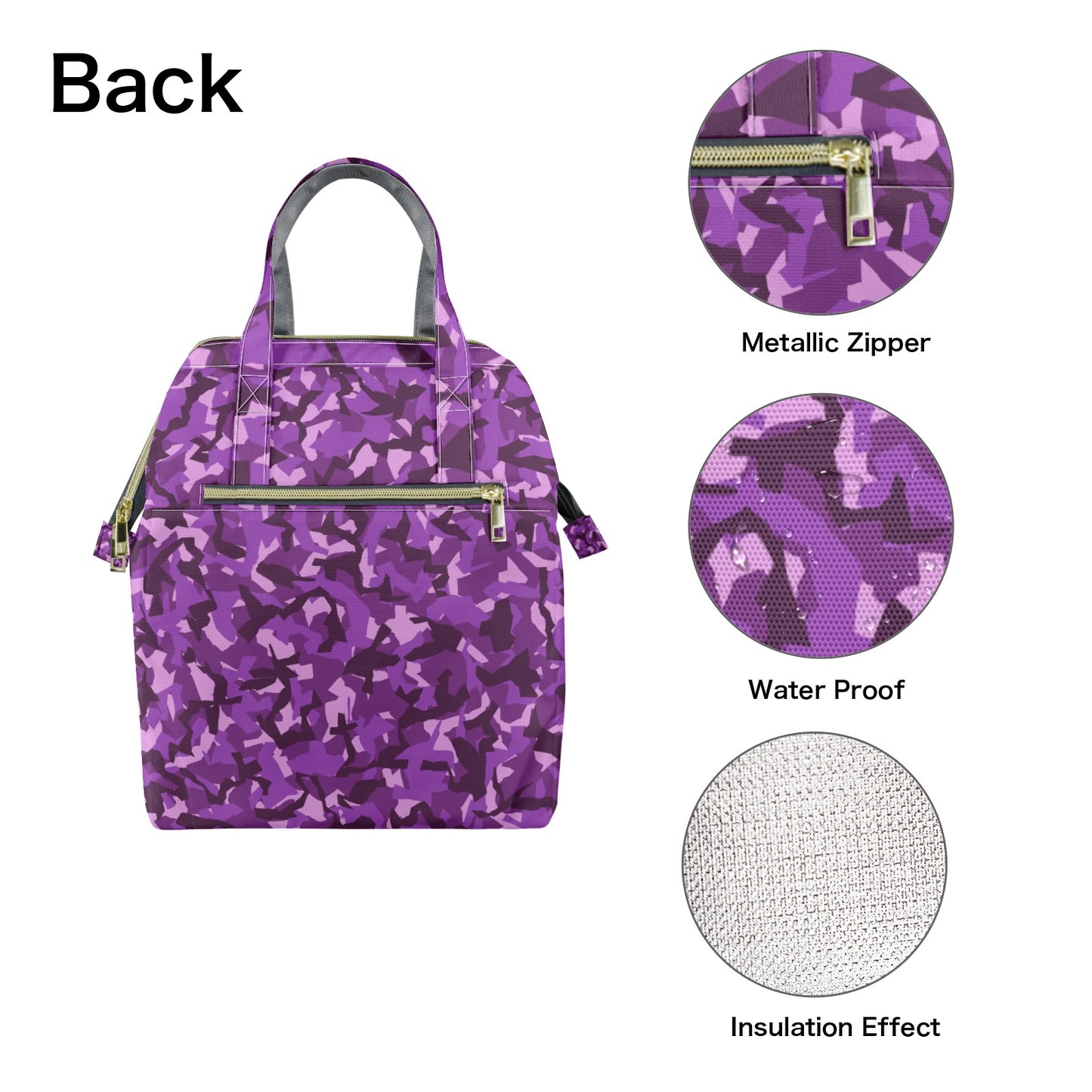 Purple Portable Insulated Lunch Bag