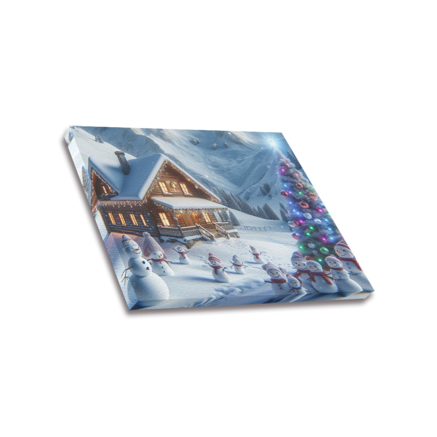 Snow Christmas Frame Canvas Print 16"x12", Personalized