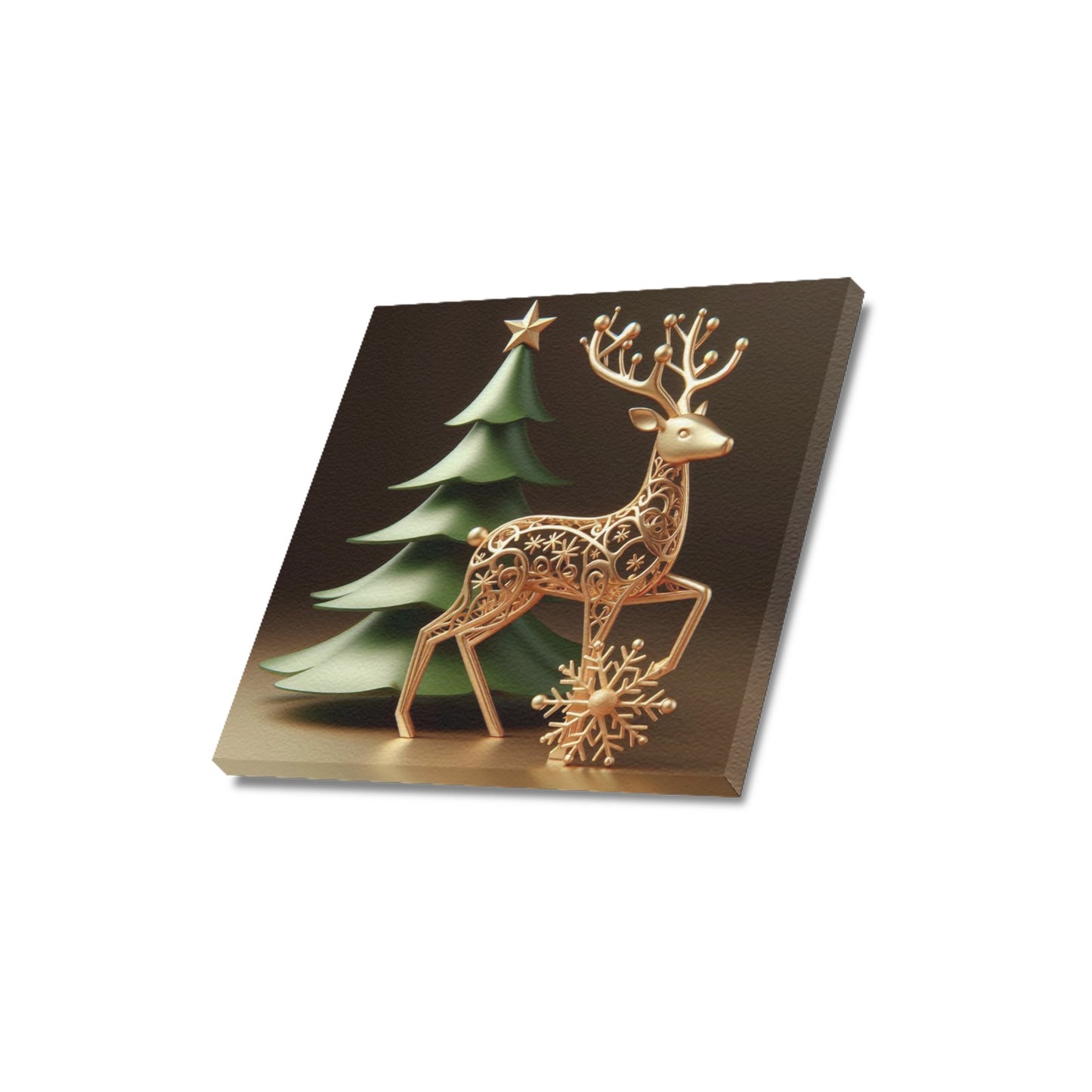 Reindeer Christmas Frame Canvas Print 16"x16", Personalized