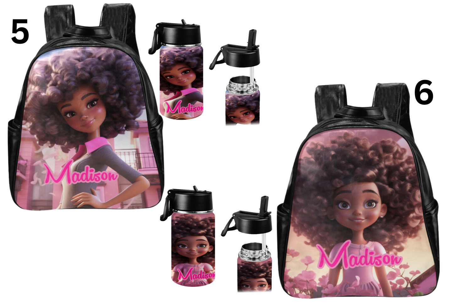 Black Girl Backpack, Kids Leather Backpack/Black Doll Bags