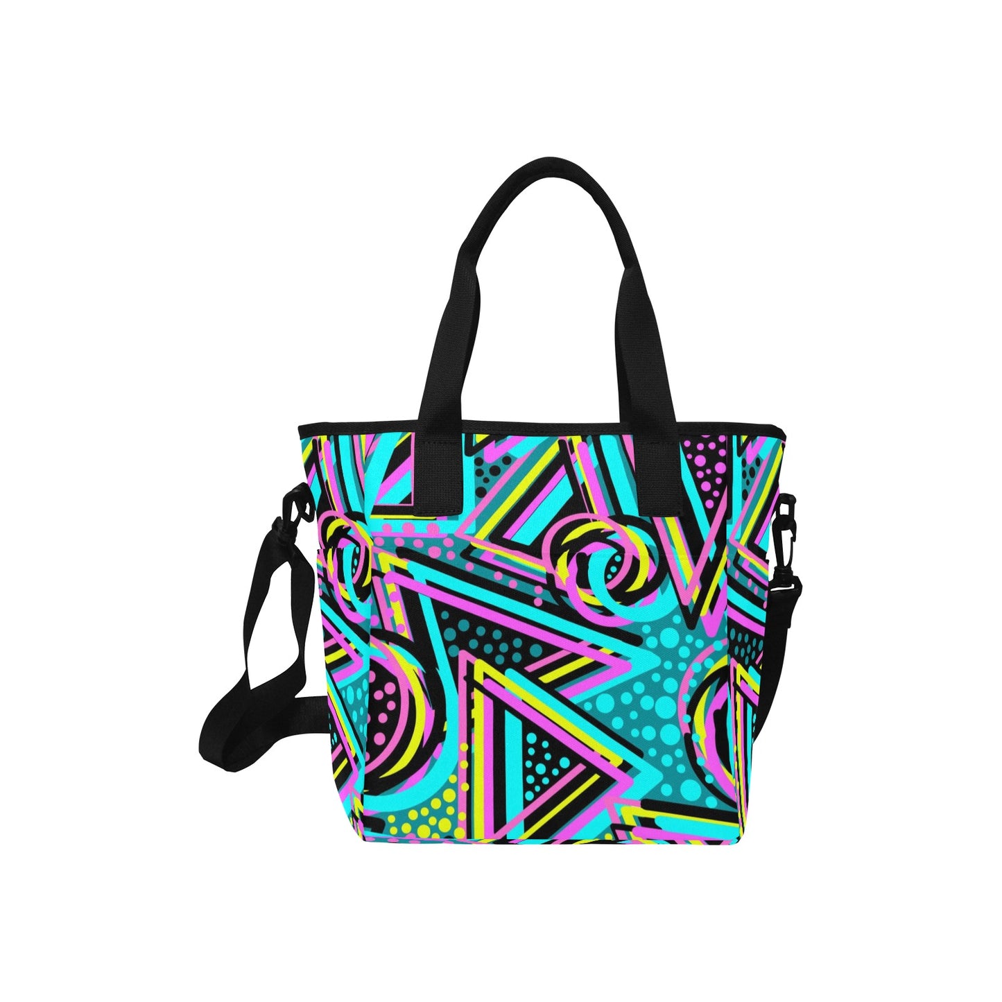 Colorful Abstract Geometric Insulated Tote Bag with Shoulder Strap