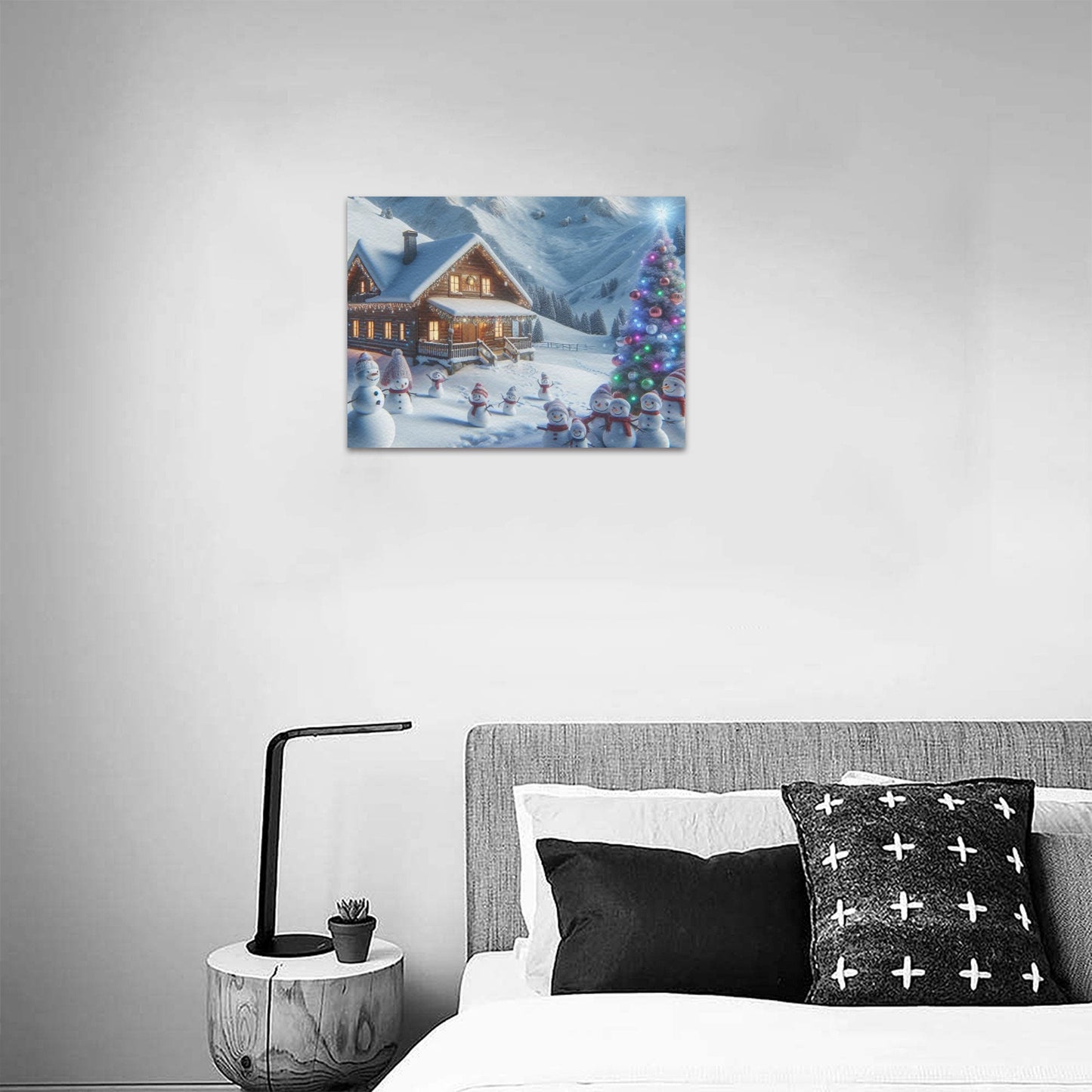 Snow Christmas Frame Canvas Print 16"x12", Personalized