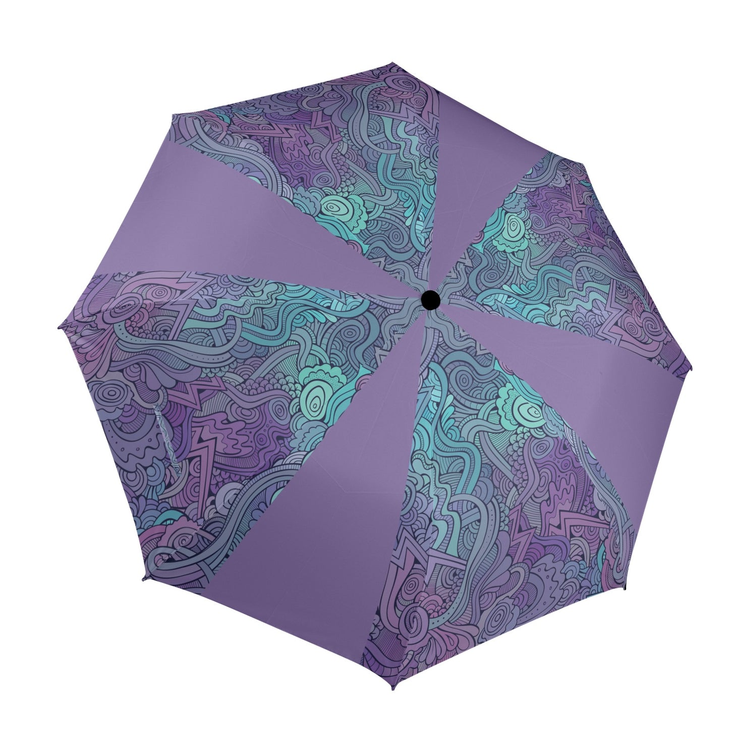 Floral Oriental Lilac Semi-Automatic Foldable Umbrella