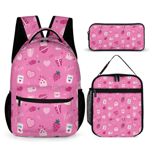 Pink Strawberry Girls School Bags Sets