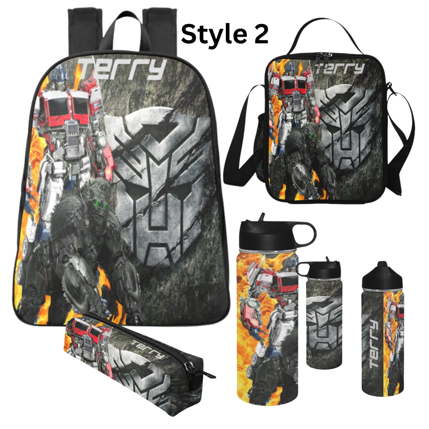 Personalized Transformers Backpack with Side Mesh Pockets, Transformers school bag, Rise of The Beast, Boys Backpack set/ back to school