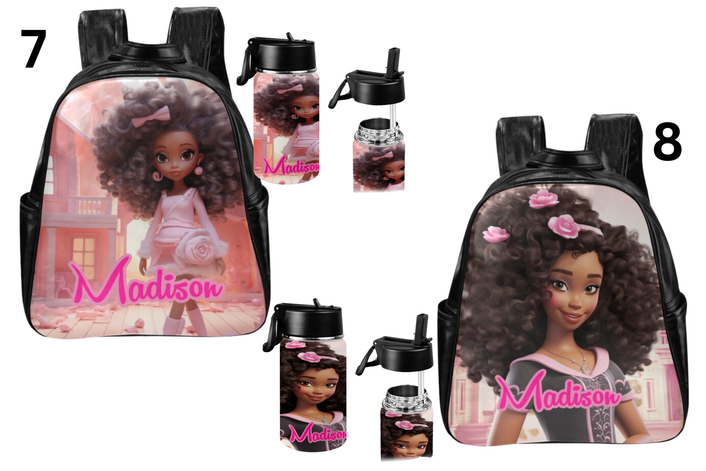 Black Girl Backpack, Kids Leather Backpack/Black Doll Bags