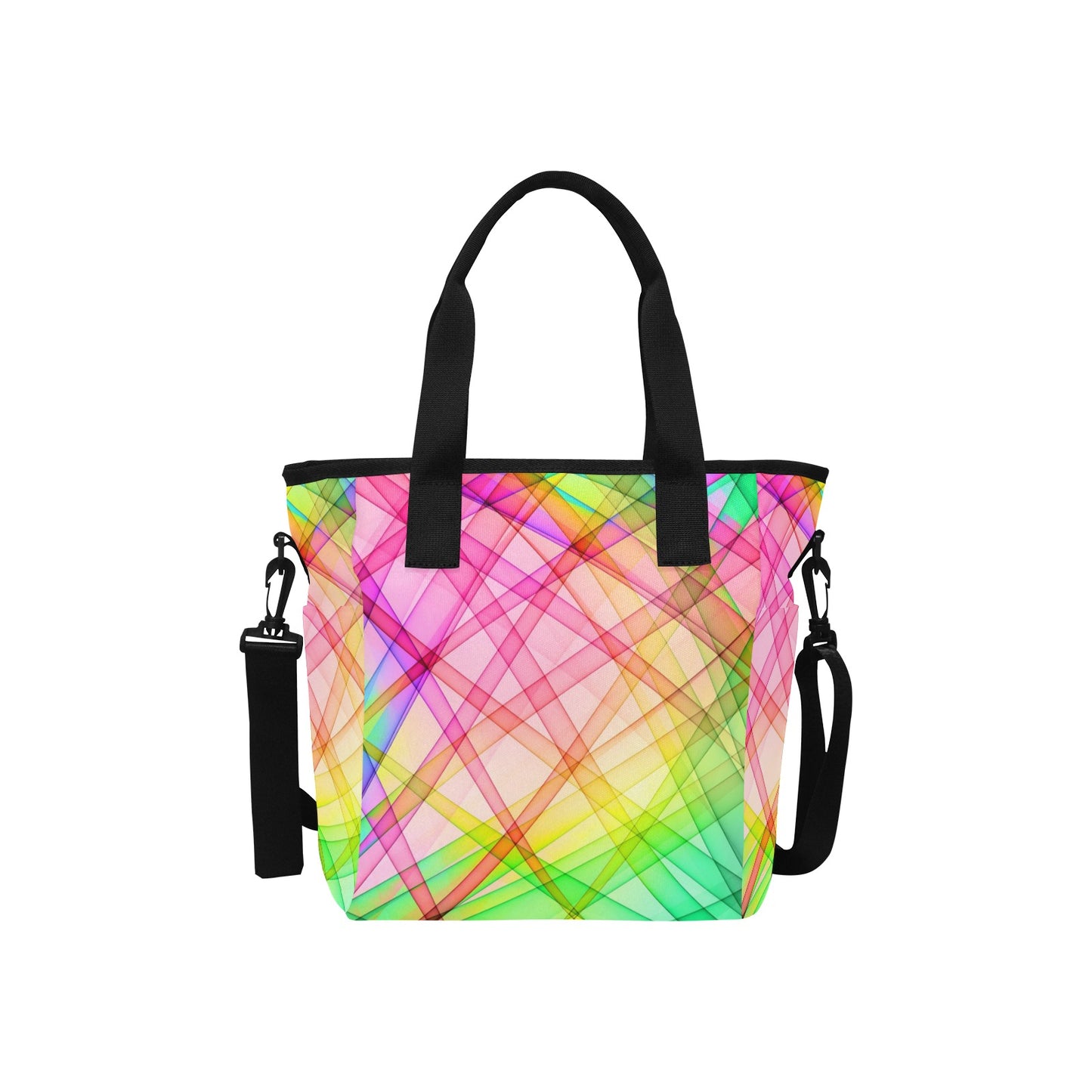 Colorful Geometric Insulated Tote Bag with Shoulder Strap