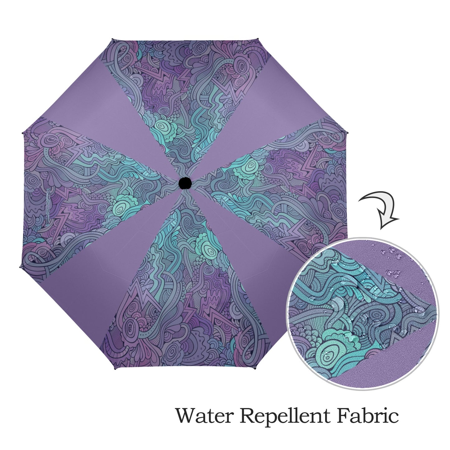 Floral Oriental Lilac Semi-Automatic Foldable Umbrella