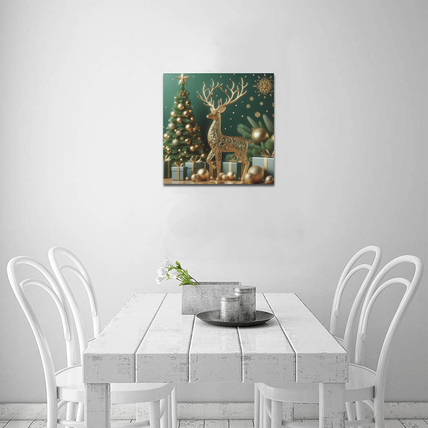 Reindeer Christmas Frame Canvas Print 16"x16", Personalized