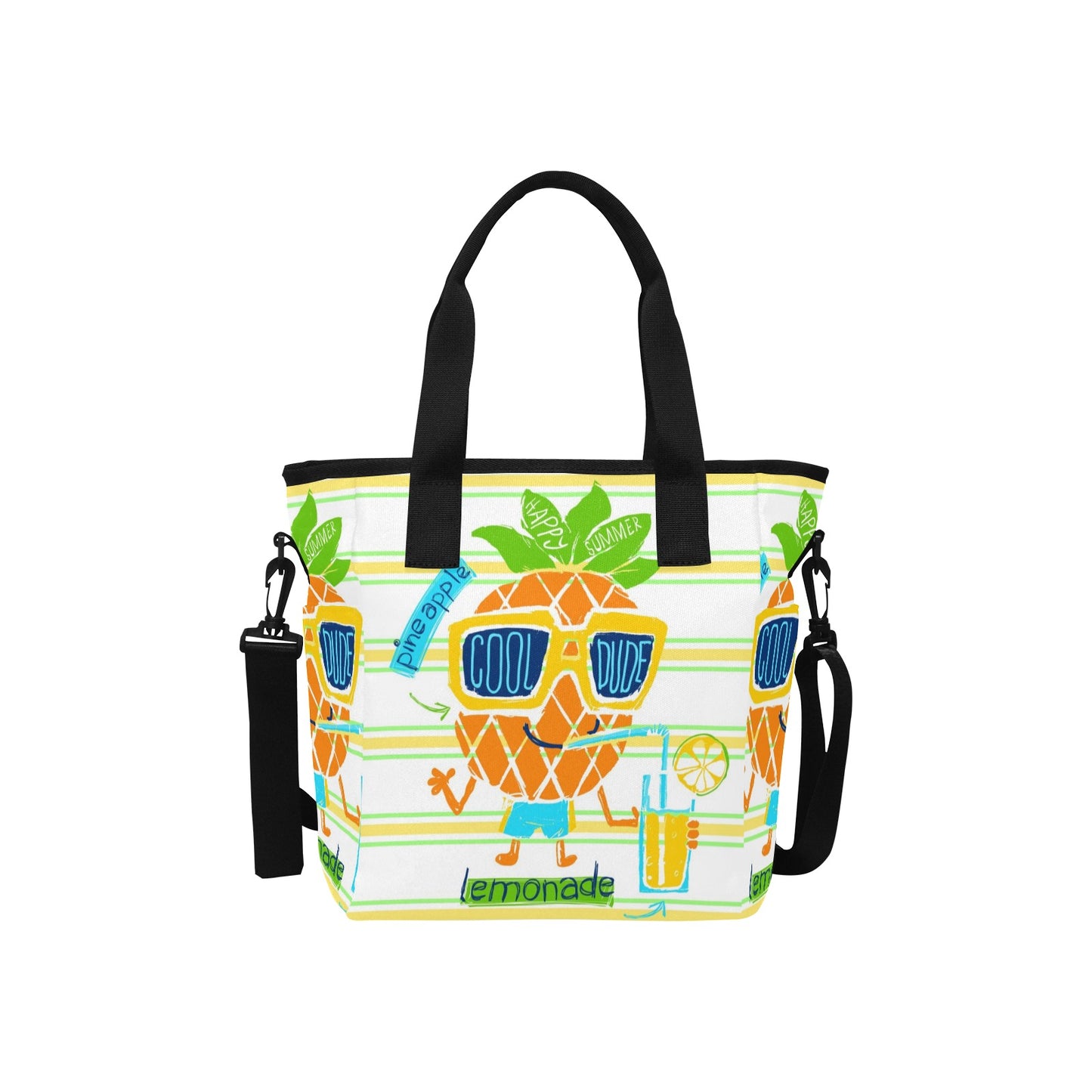 Tropical Pineapple Insulated Lunch Bag with Shoulder Strap