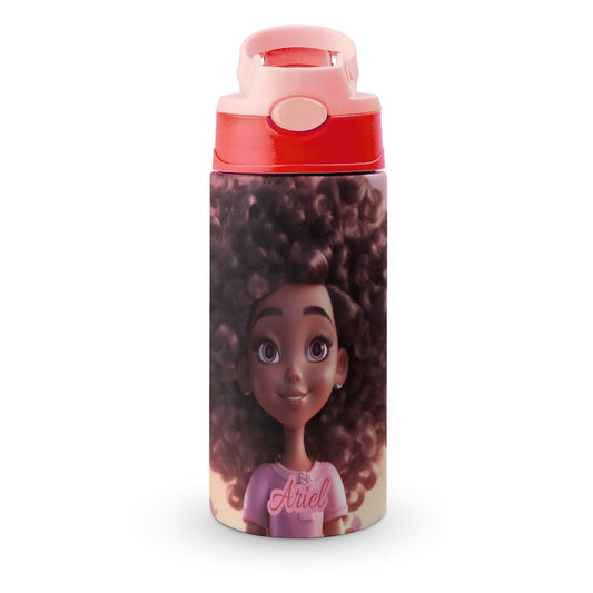 Children's water bottle, Black doll, Personalized