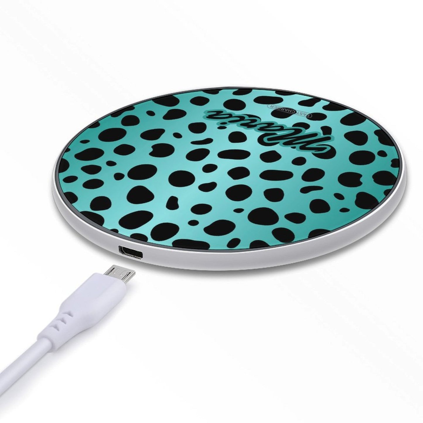 Wireless Charging Pad Safari Turquoise 1, Personalized