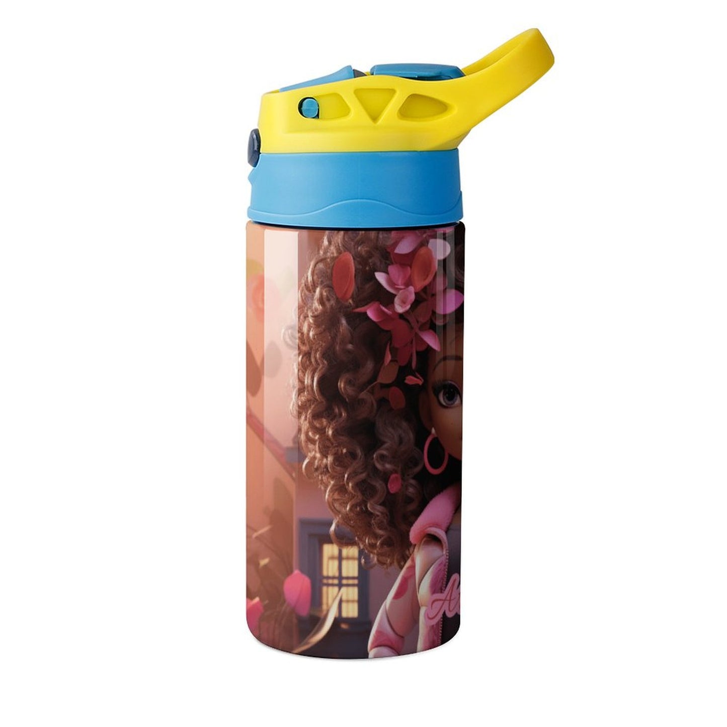 Children's water bottle, Black doll, Personalization