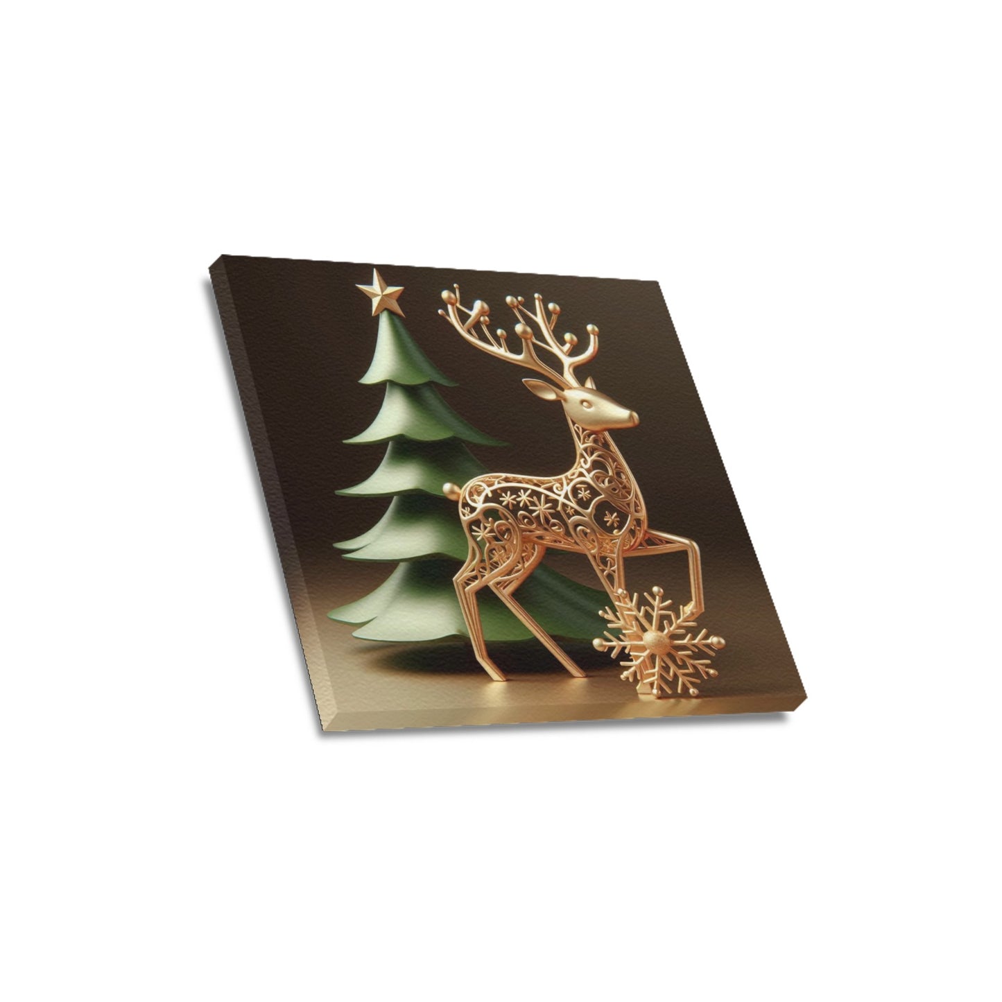 Reindeer Christmas Frame Canvas Print 16"x16", Personalized