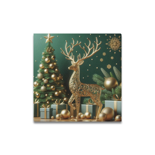 Reindeer Christmas Frame Canvas Print 16"x16", Personalized