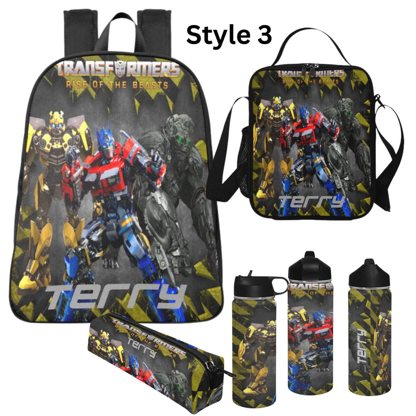 Personalized Transformers Backpack with Side Mesh Pockets, Transformers school bag, Rise of The Beast, Boys Backpack set/ back to school