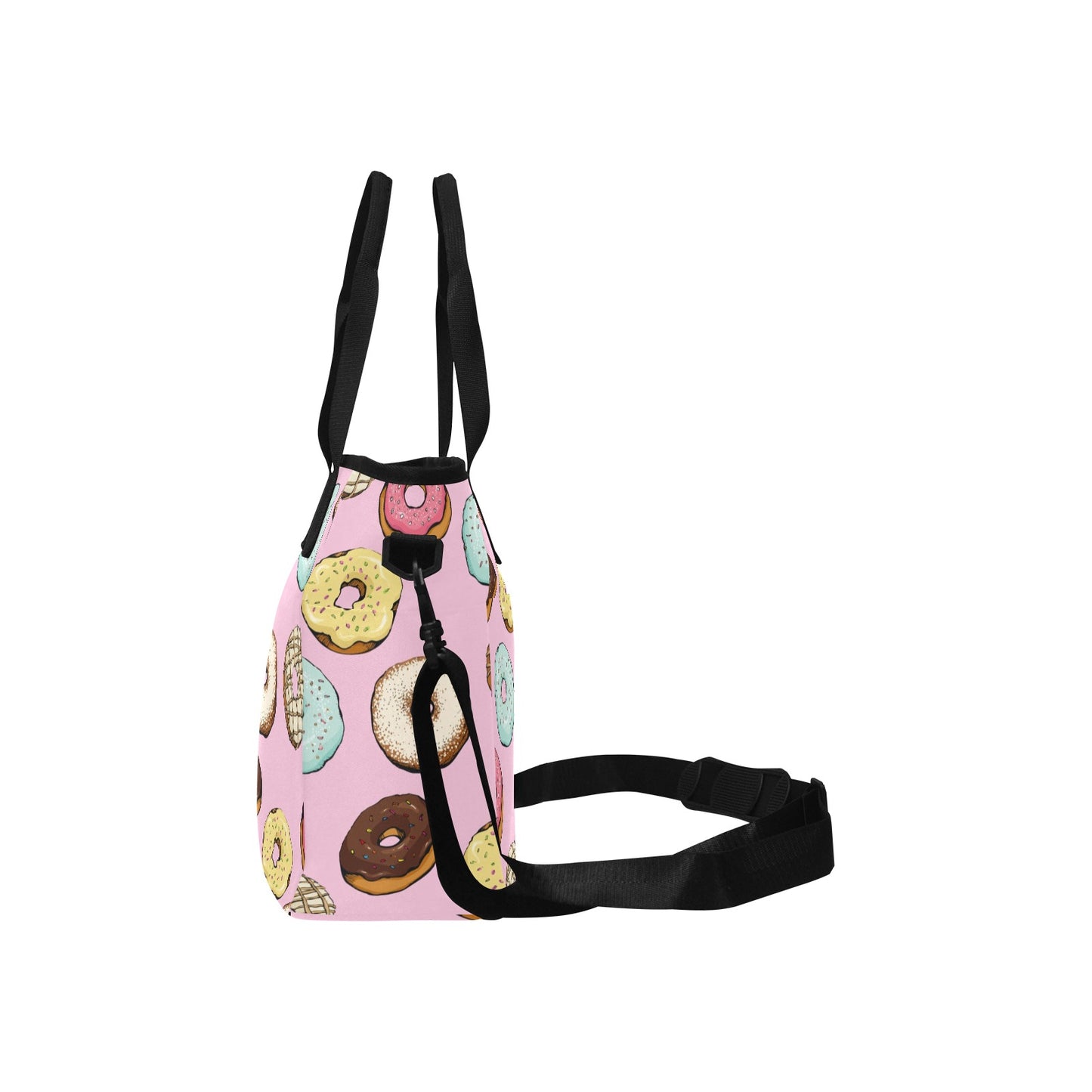 Donut Pattern Insulated Tote Bag with Shoulder Strap