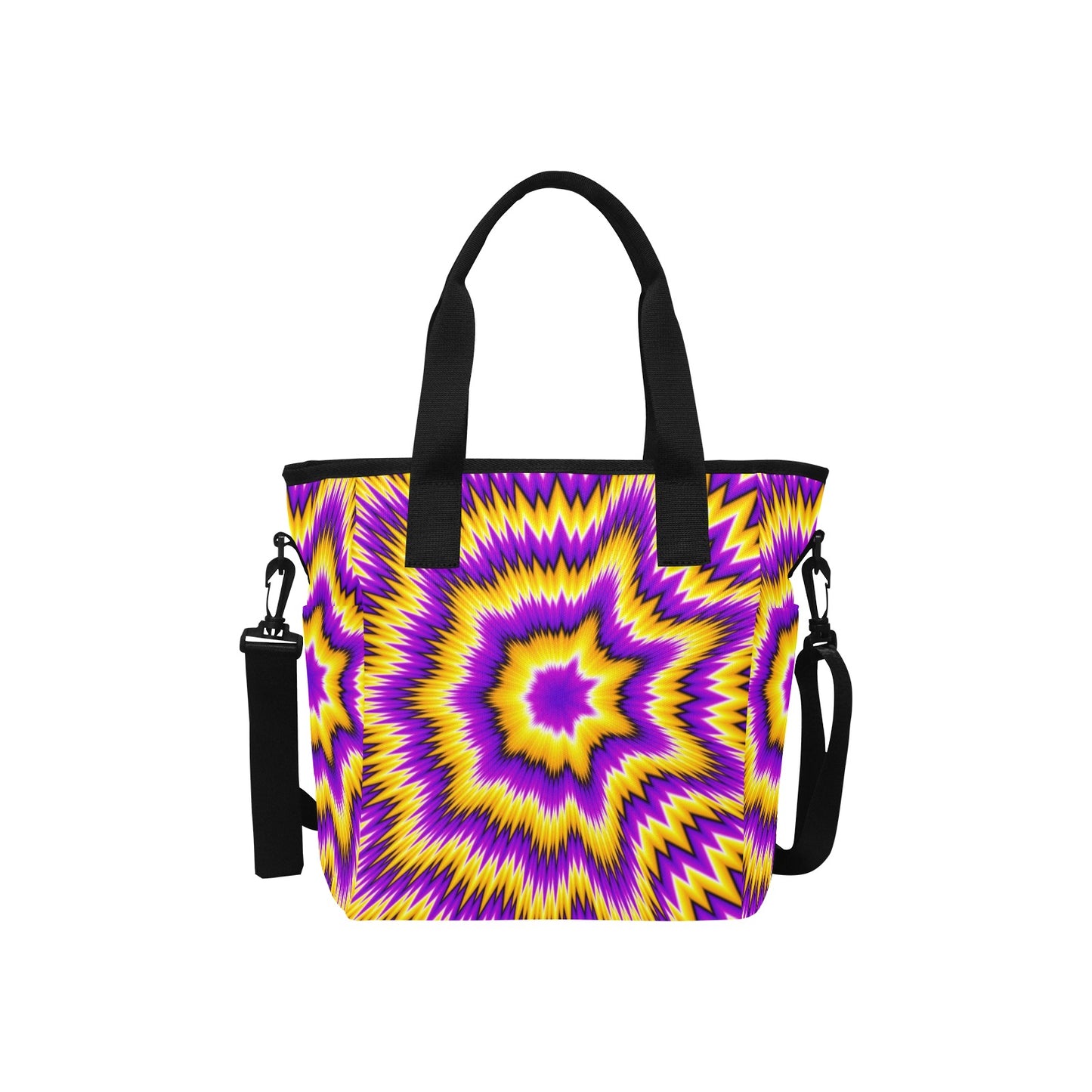 Abstract Yellow Asymmetric Pattern Insulated Tote Bag with Shoulder Strap