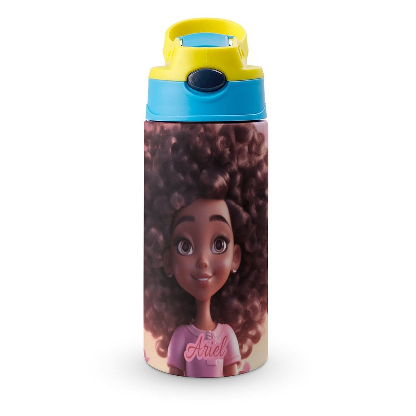 Children's water bottle, Black doll, Personalized