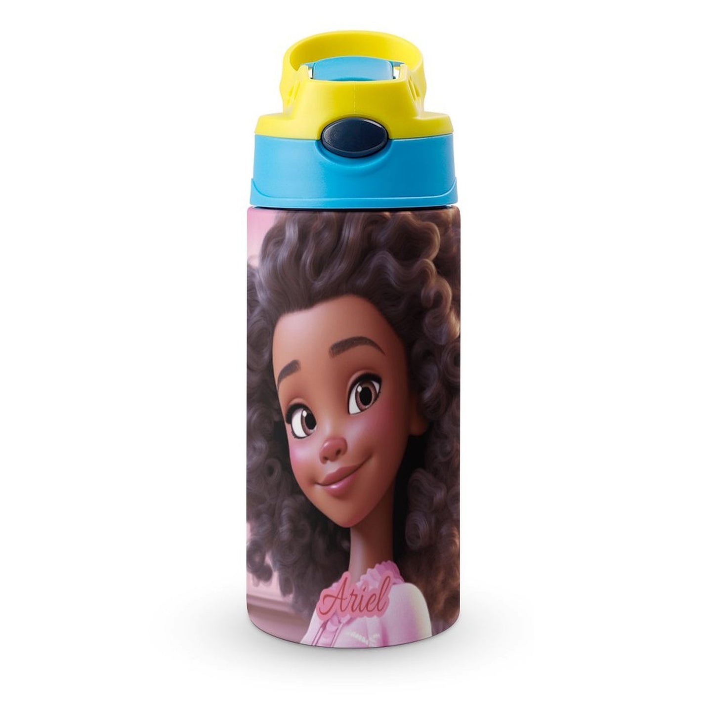 Children's water bottle, Black doll, Personalization