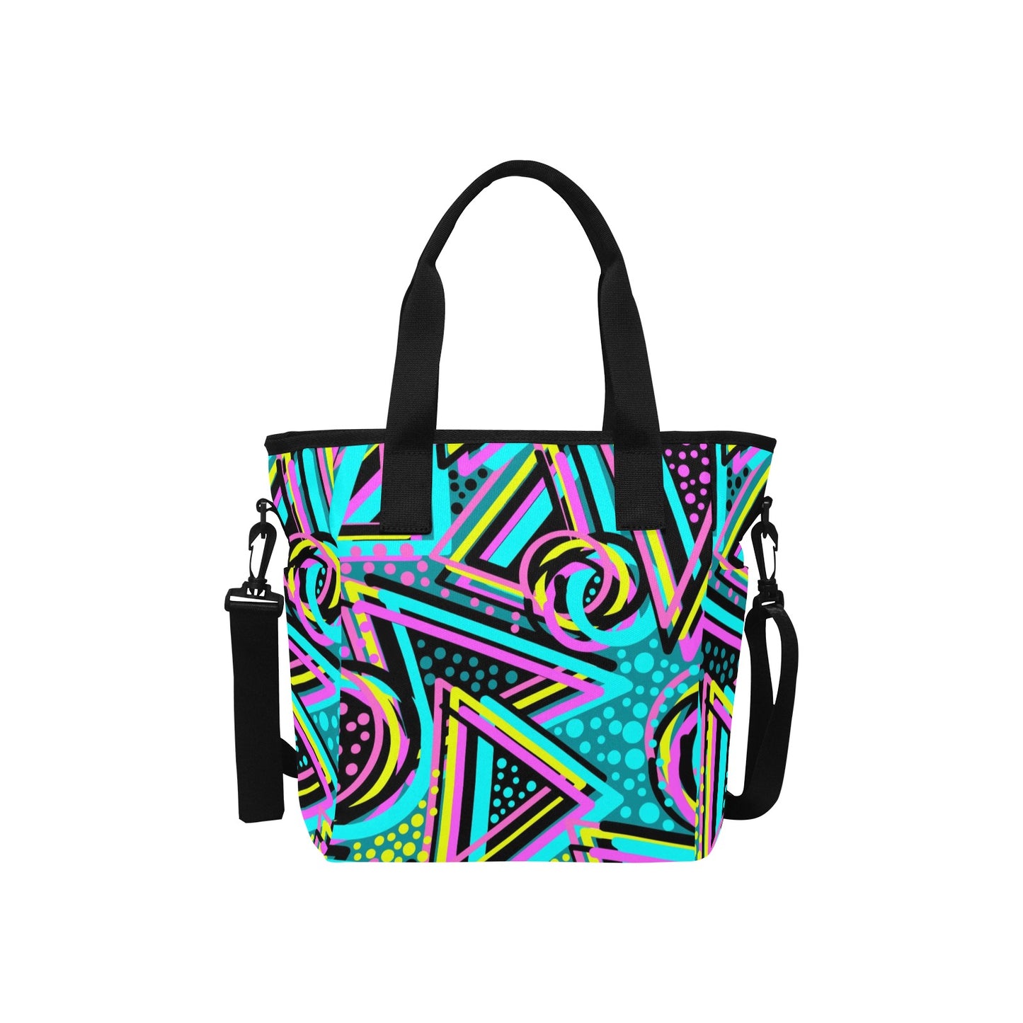 Colorful Abstract Geometric Insulated Tote Bag with Shoulder Strap