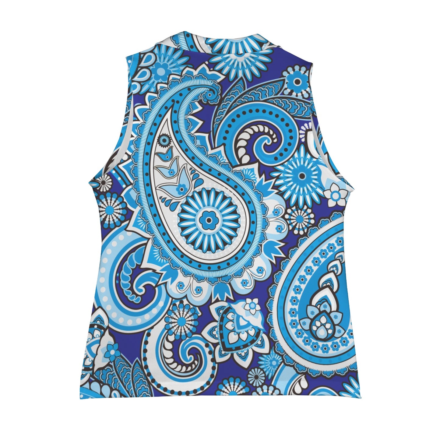 Traditional Asian elements Paisley Women's Sleeveless Blue Blazer