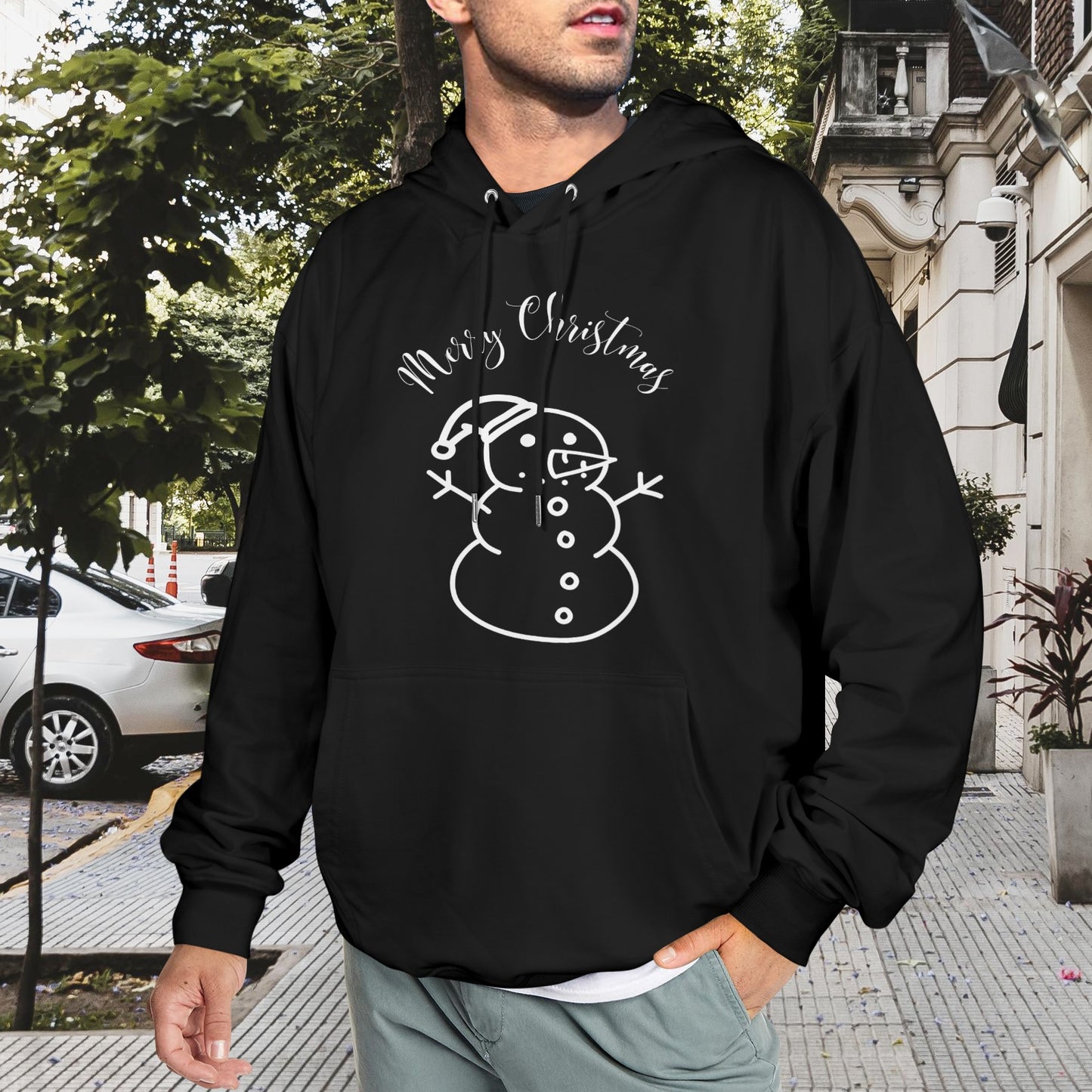 Snowman Christmas Men's Polyester Hoodie